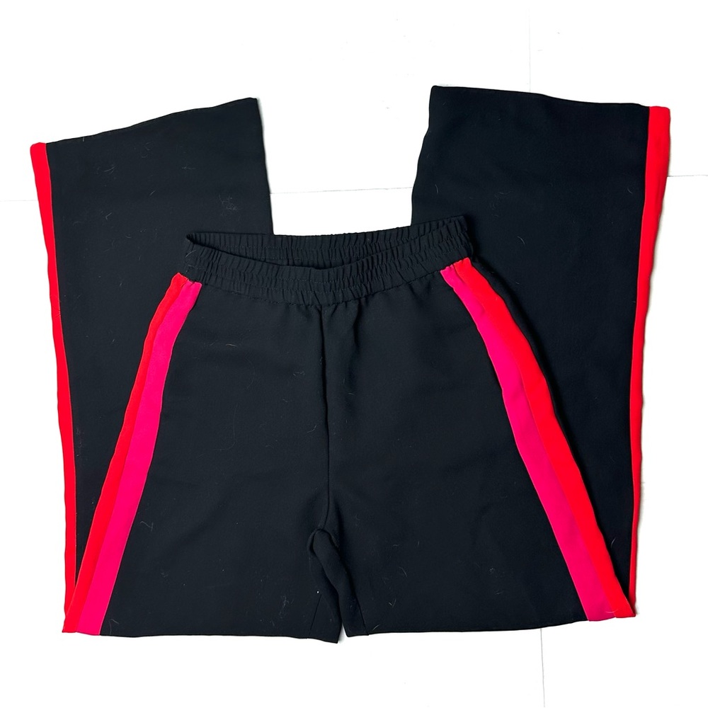 Zara TRF Collection Woman's Small Color Block‎ Side Strip Pants Black Zip Ankle